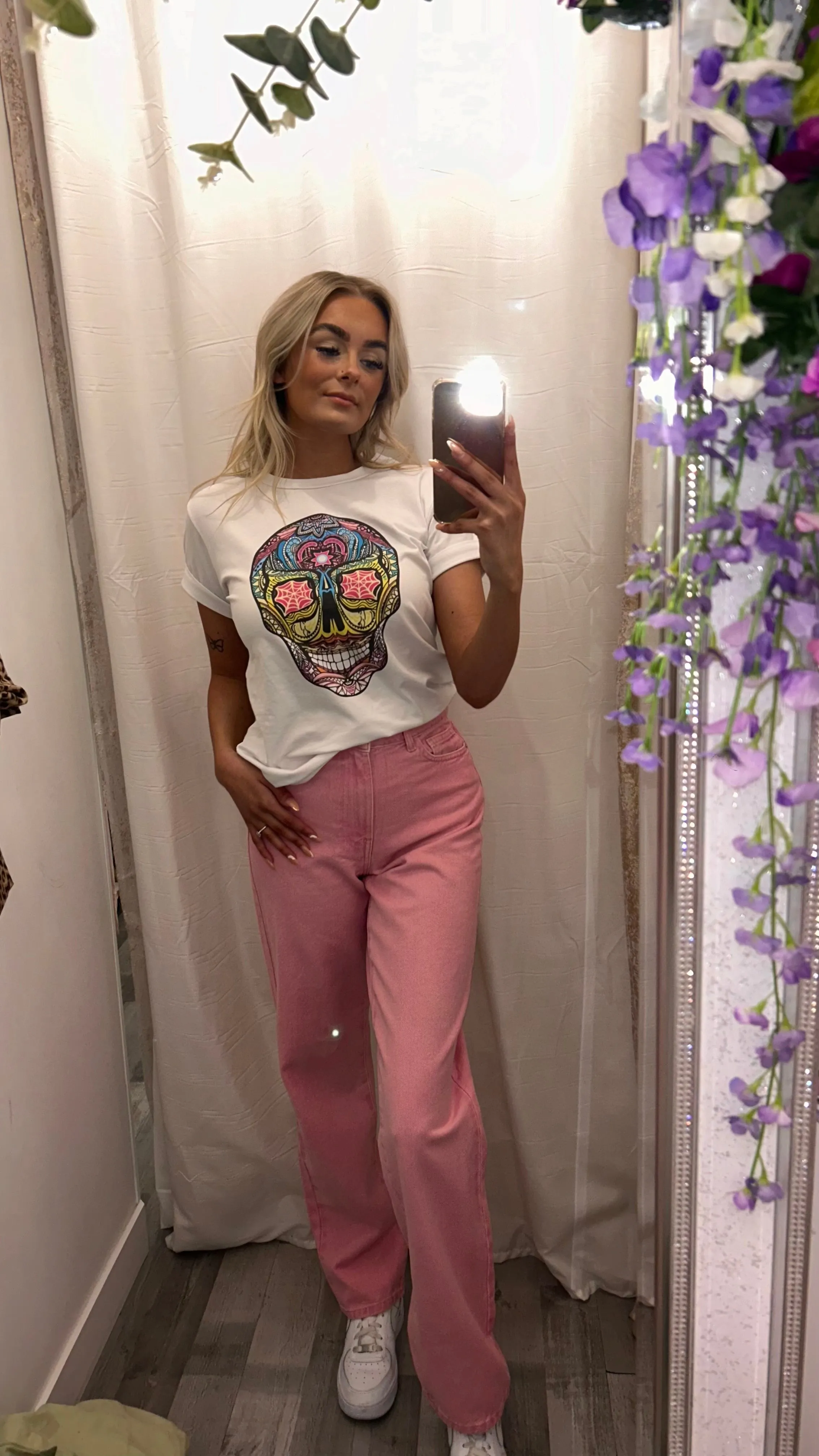 PC FRIA HW STRAIGHT LEG JEANS - PINK