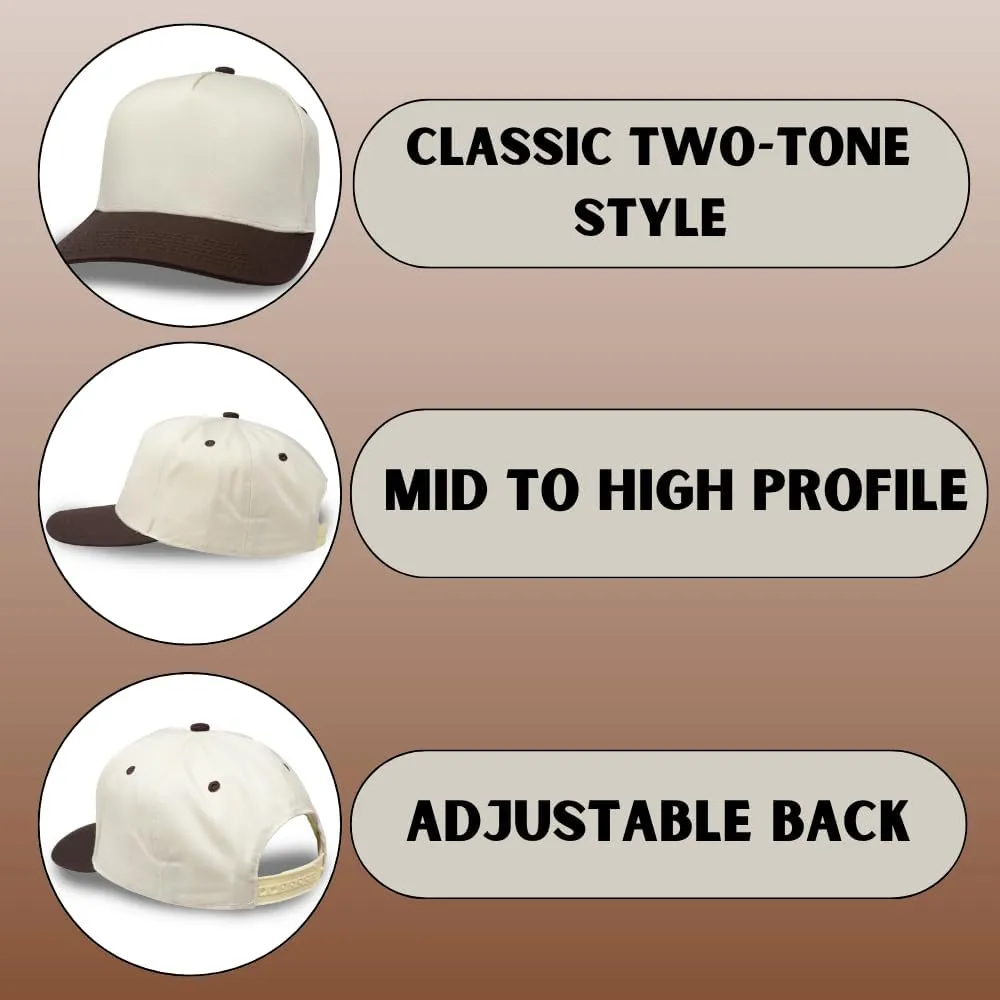 Plain Two-Tone Snapback Hat - Classic Hat for Men & Women - Minimalist Blank Cap Adjustable