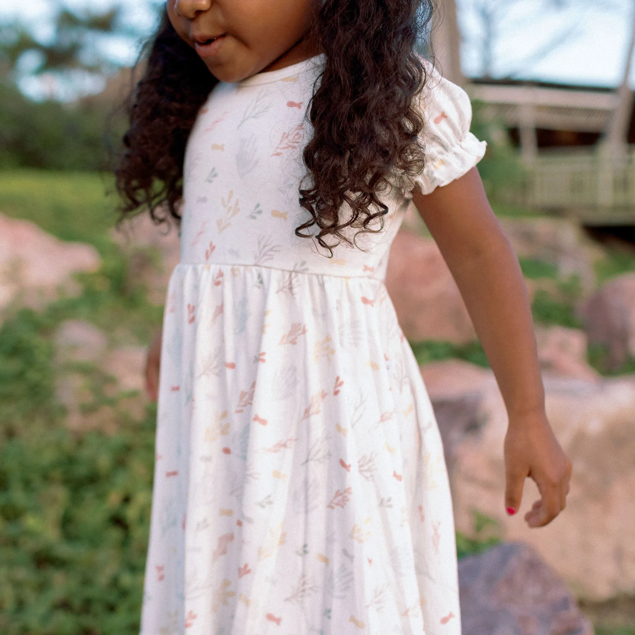 Puff Sleeve Dress - Rainbow Reef