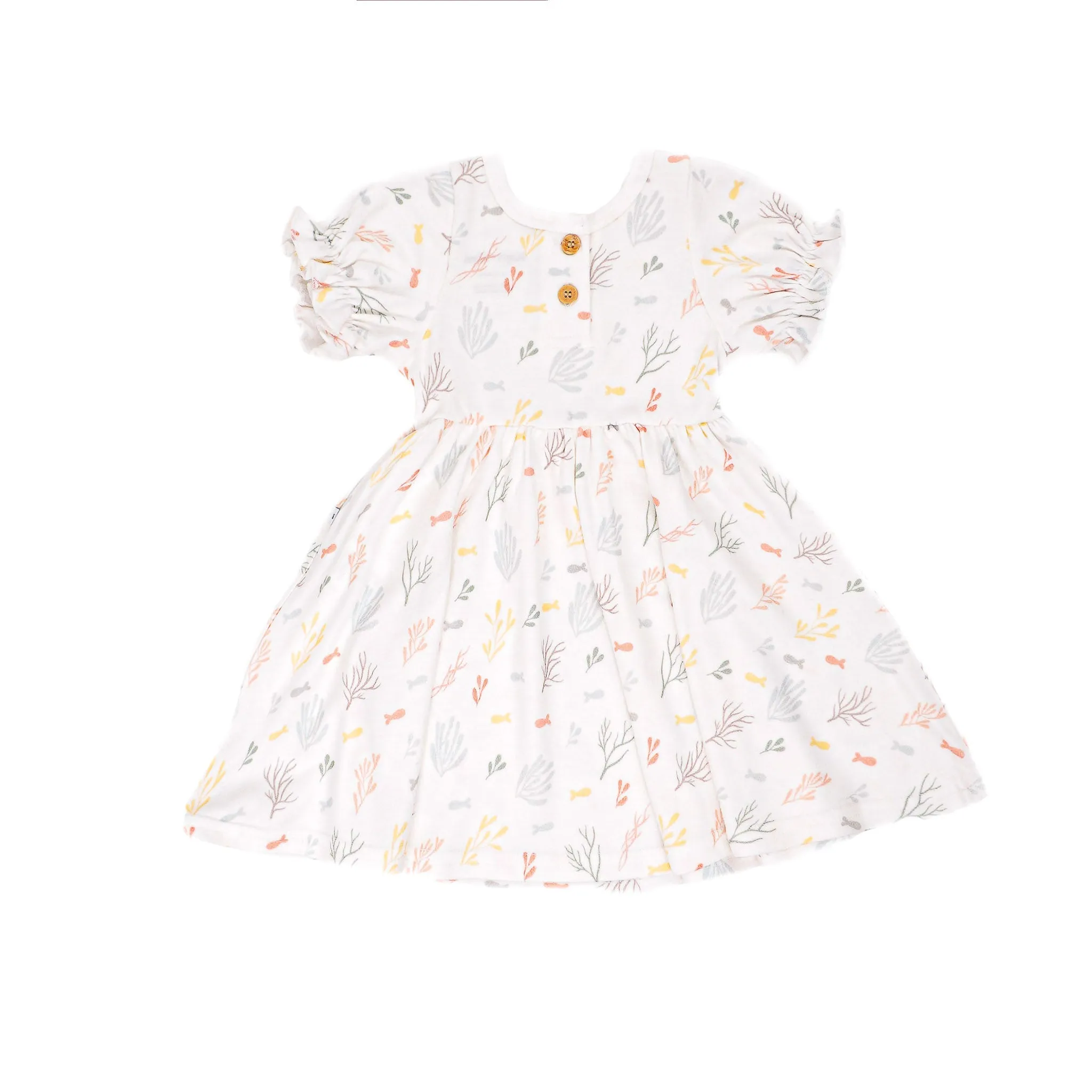 Puff Sleeve Dress - Rainbow Reef