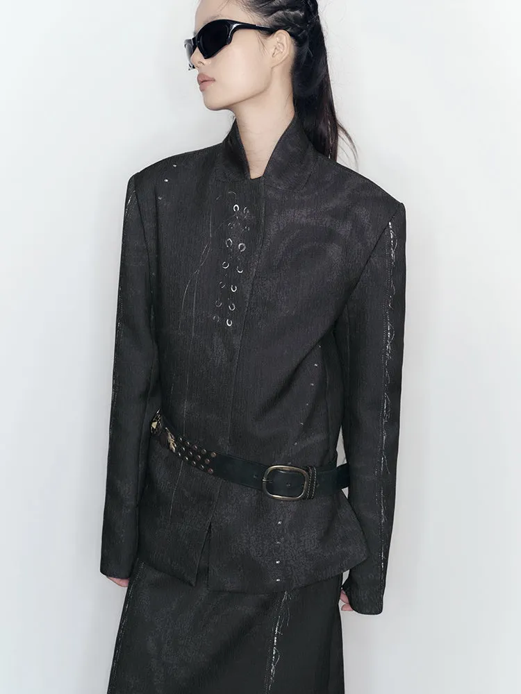 Rose Flower Retro Nichi Chic Jacket＆Long-Skirt
