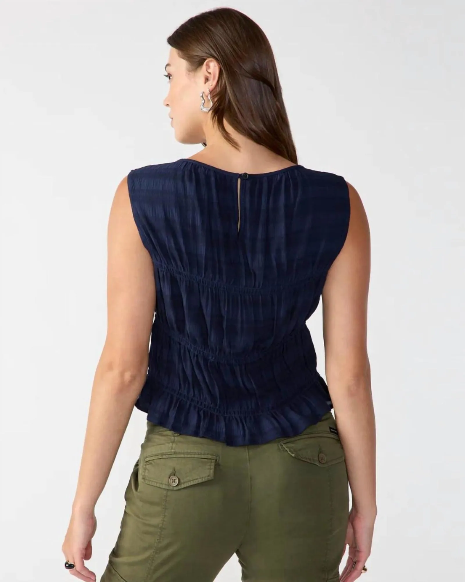 Sleeveless Soft Smock Top in Navy | Navy