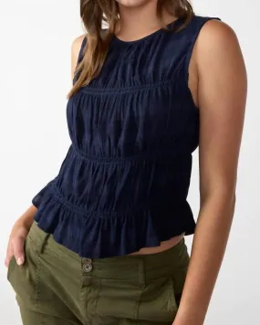 Sleeveless Soft Smock Top in Navy | Navy