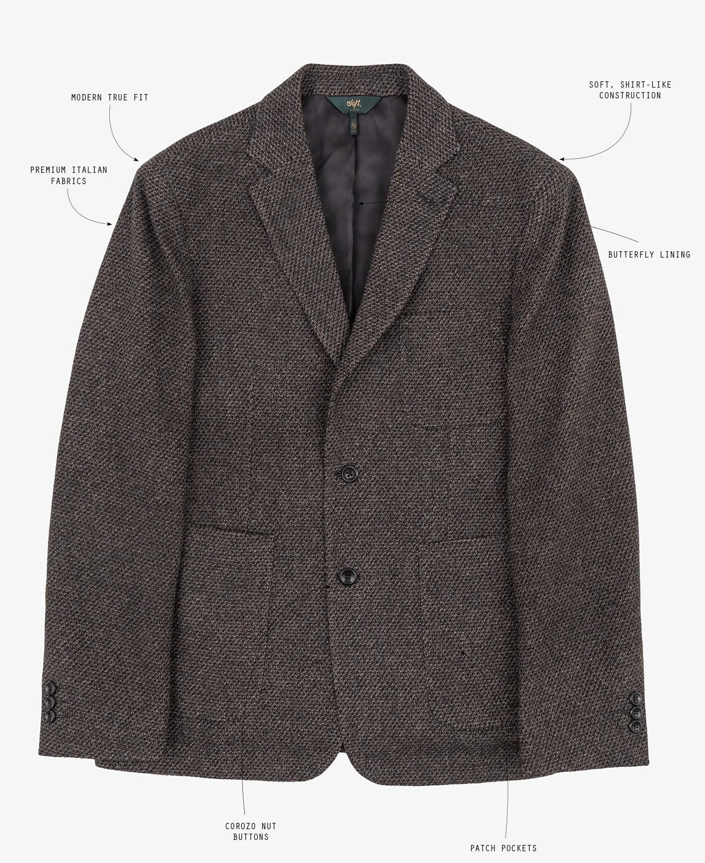 Soft Cloth Blazer in Wool - Camel Black