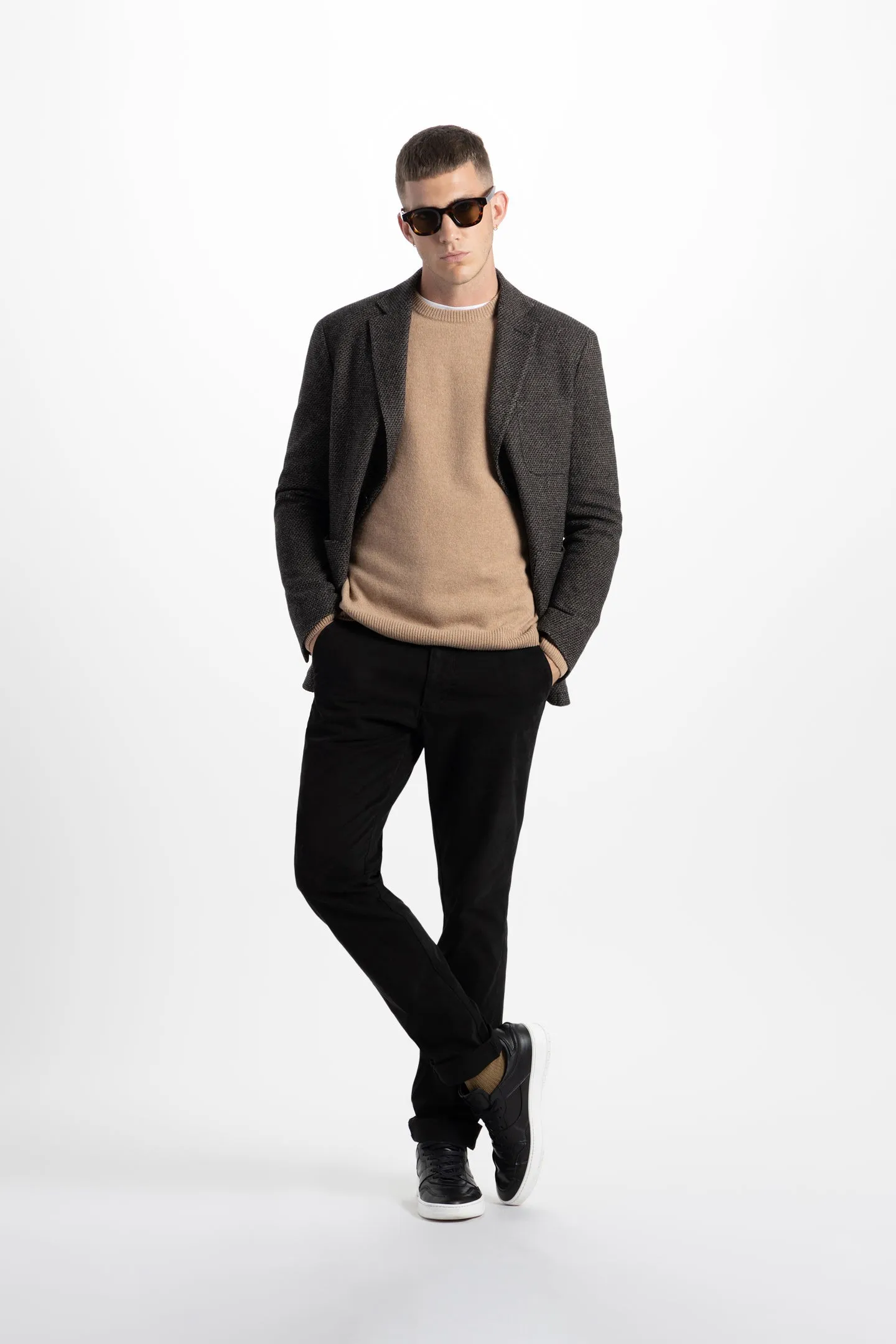 Soft Cloth Blazer in Wool - Camel Black