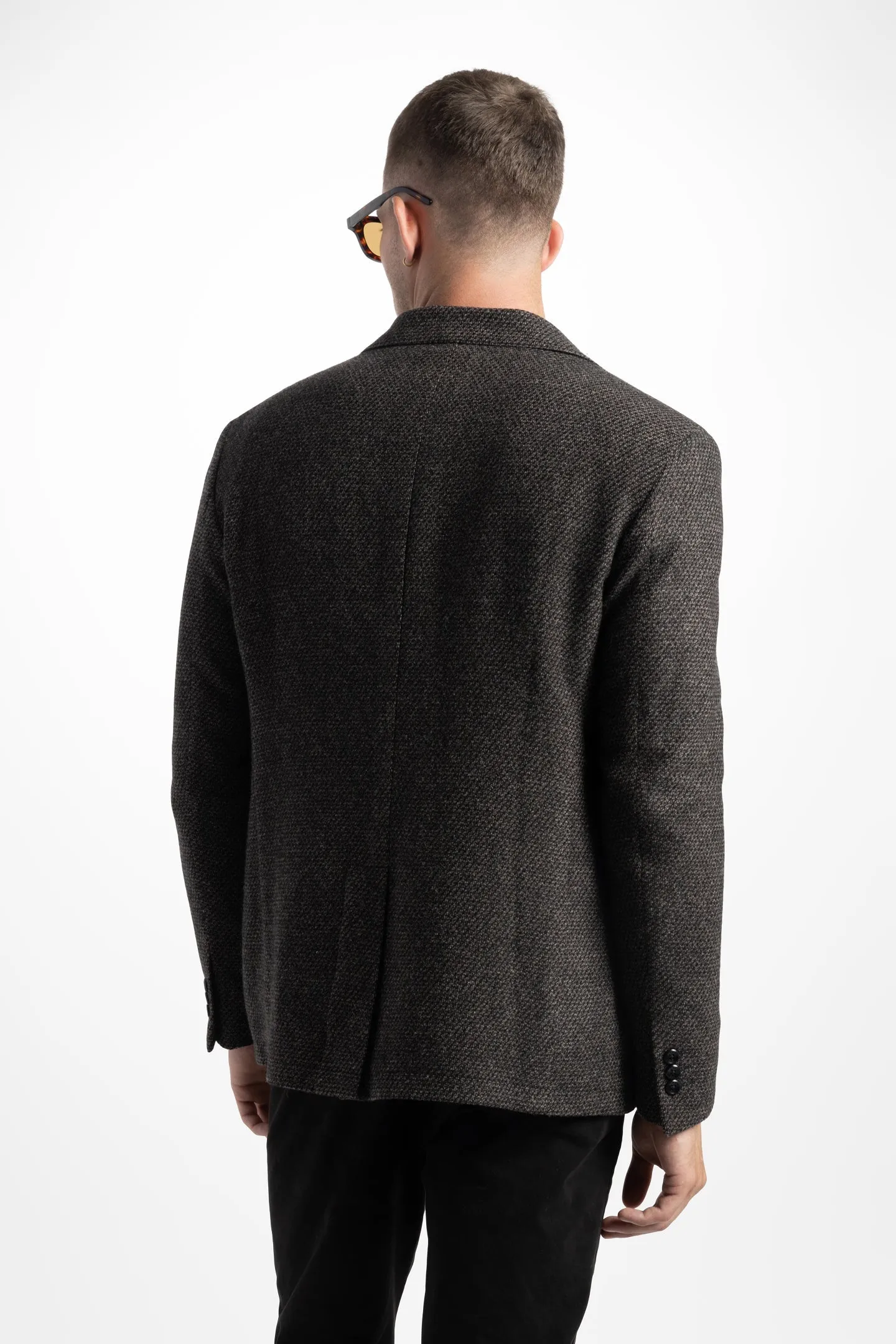 Soft Cloth Blazer in Wool - Camel Black