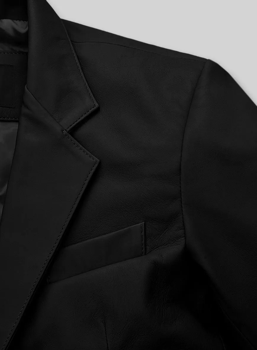 Soft Rich Black Leather Blazer