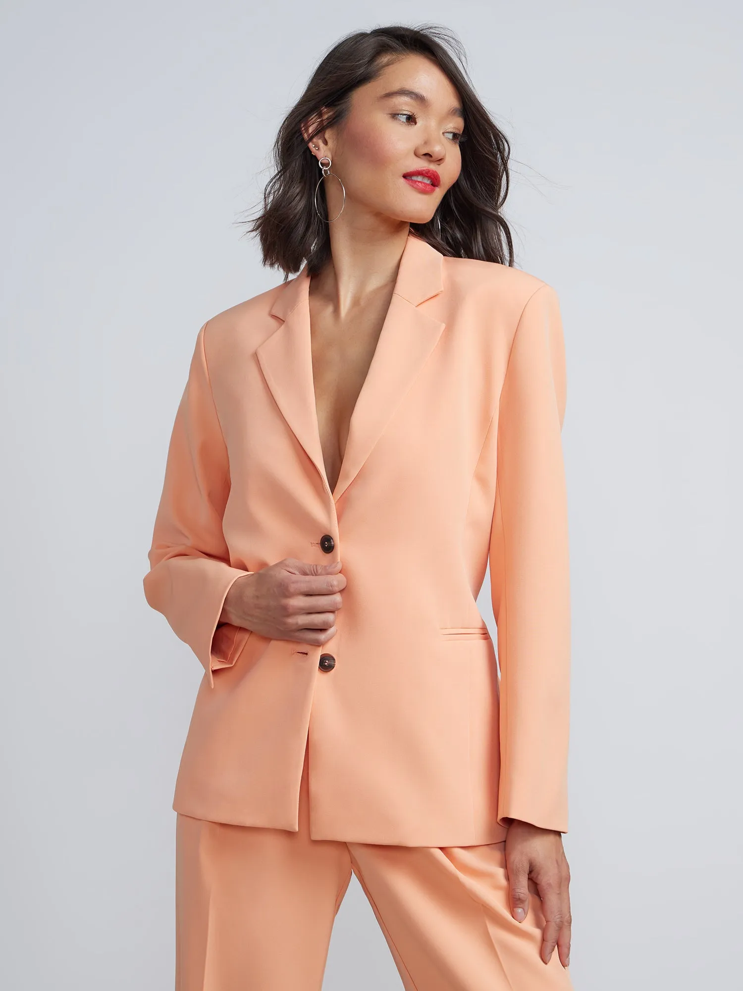 Soft Twill Notch Lapel Two-Button Blazer