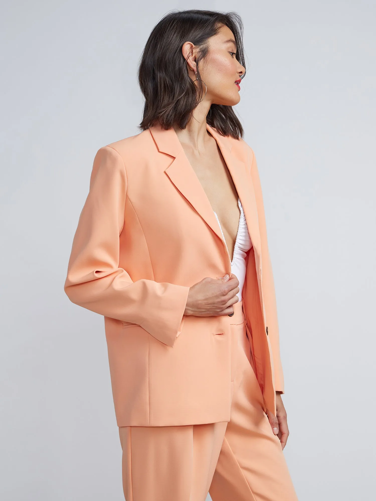 Soft Twill Notch Lapel Two-Button Blazer