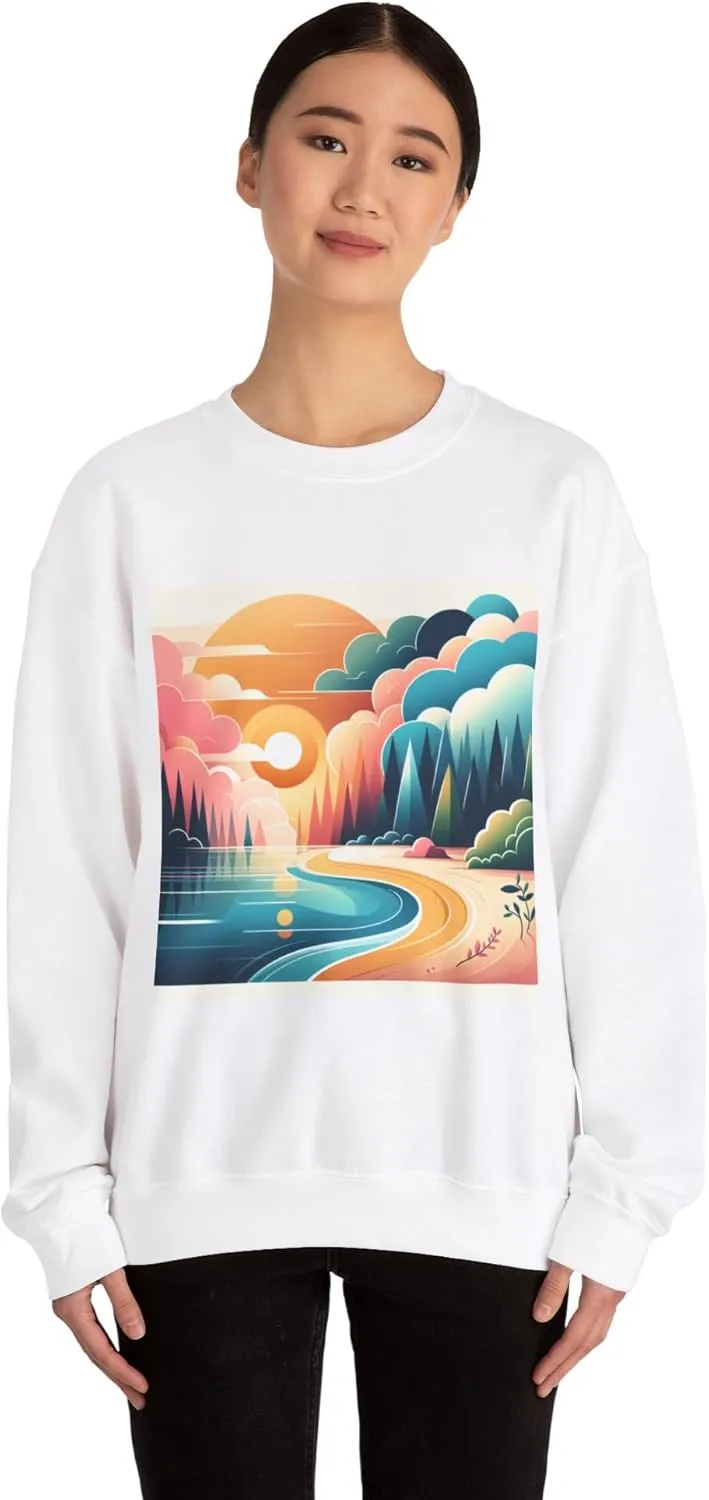 Sweatshirt Minimalist eye catching colorful nature-themed Heavy Blend Crewneck Sweatshirt