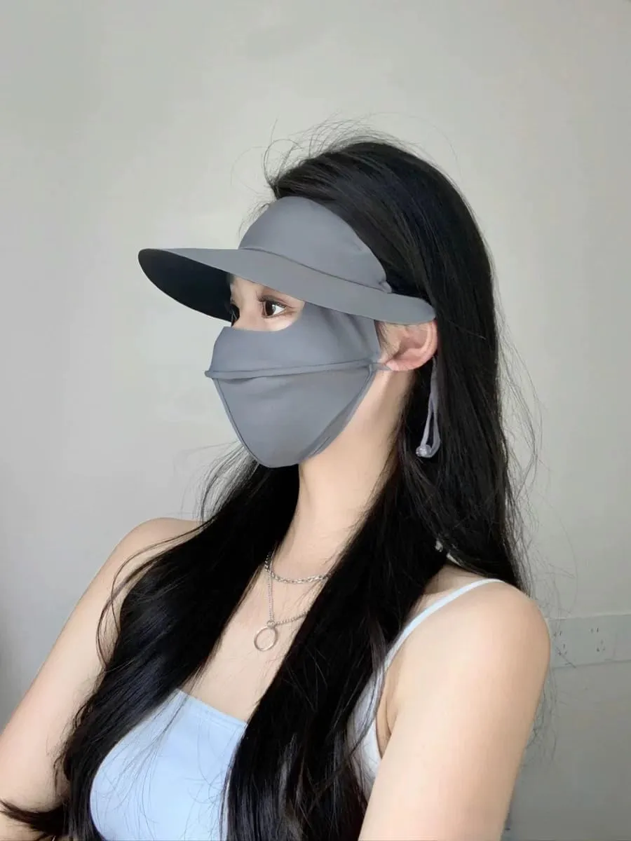UV Face Cover UPF 50  Women's Ice Silk Summer Breathable Full Face Sun Mask Outdoor Eye Protection Sunscreen Balaclava Hat