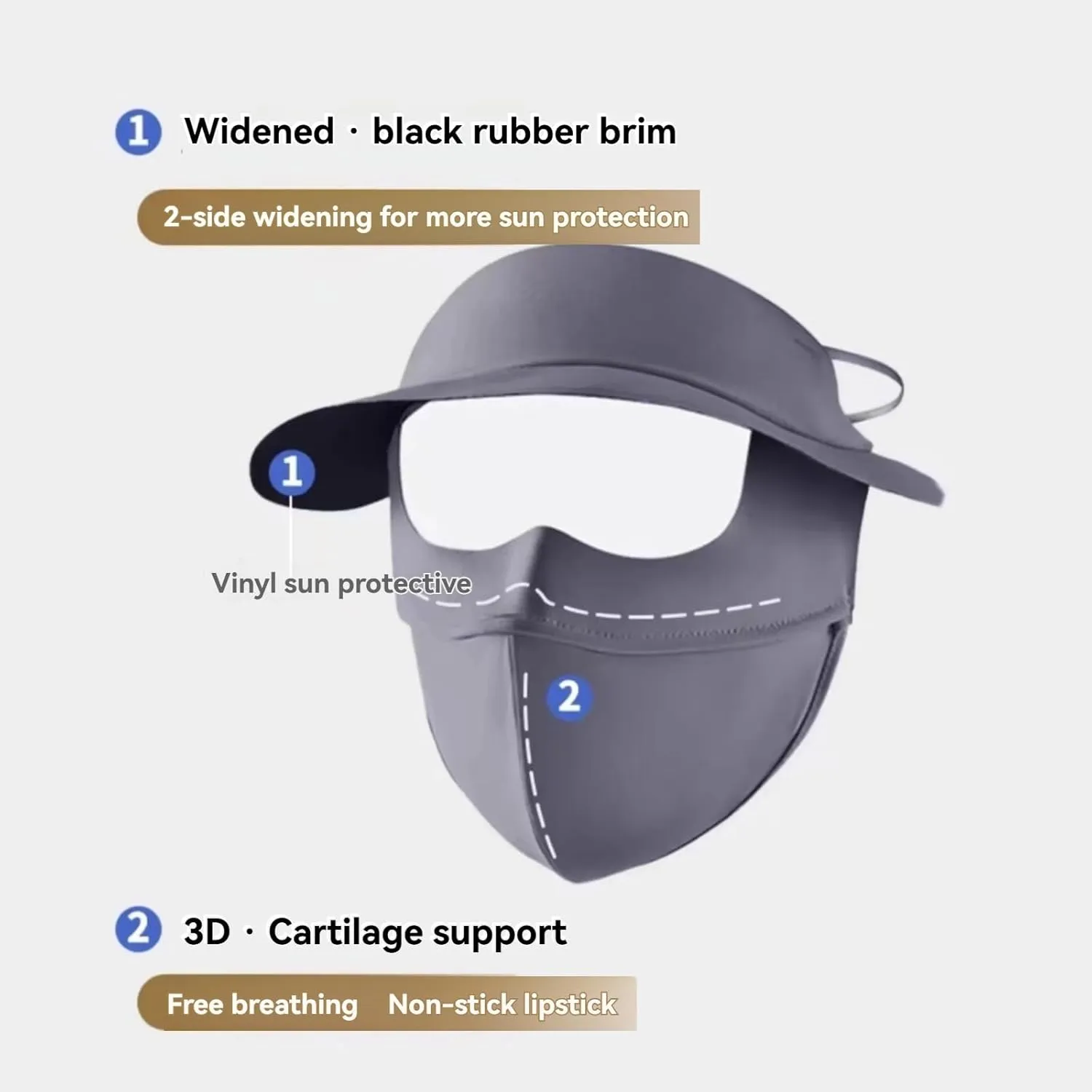 UV Face Cover UPF 50  Women's Ice Silk Summer Breathable Full Face Sun Mask Outdoor Eye Protection Sunscreen Balaclava Hat