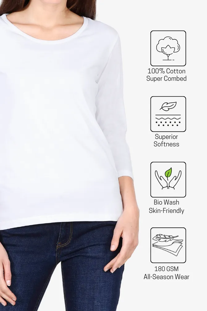 White 3 4Th Sleeve T-shirt for women