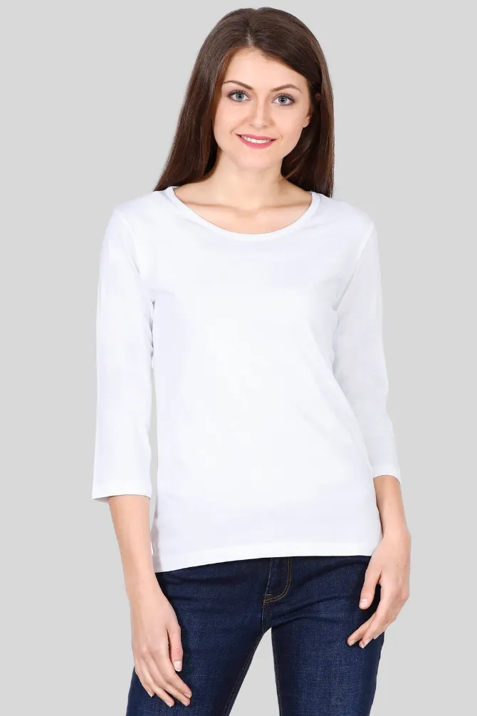 White 3 4Th Sleeve T-shirt for women