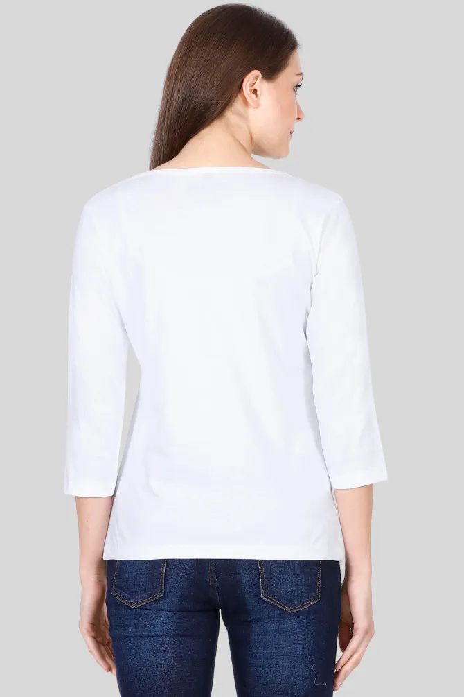 White 3 4Th Sleeve T-shirt for women