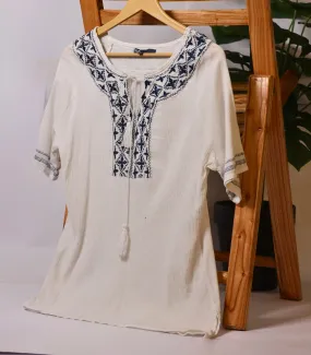 White V Neck Blouse by Isle