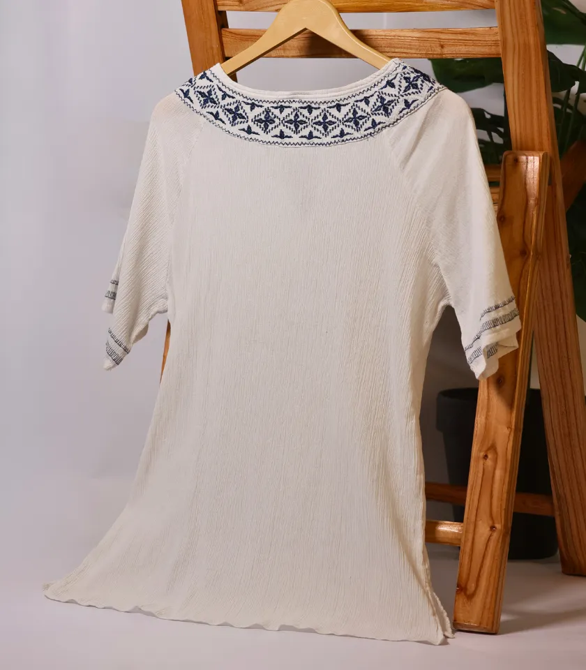 White V Neck Blouse by Isle