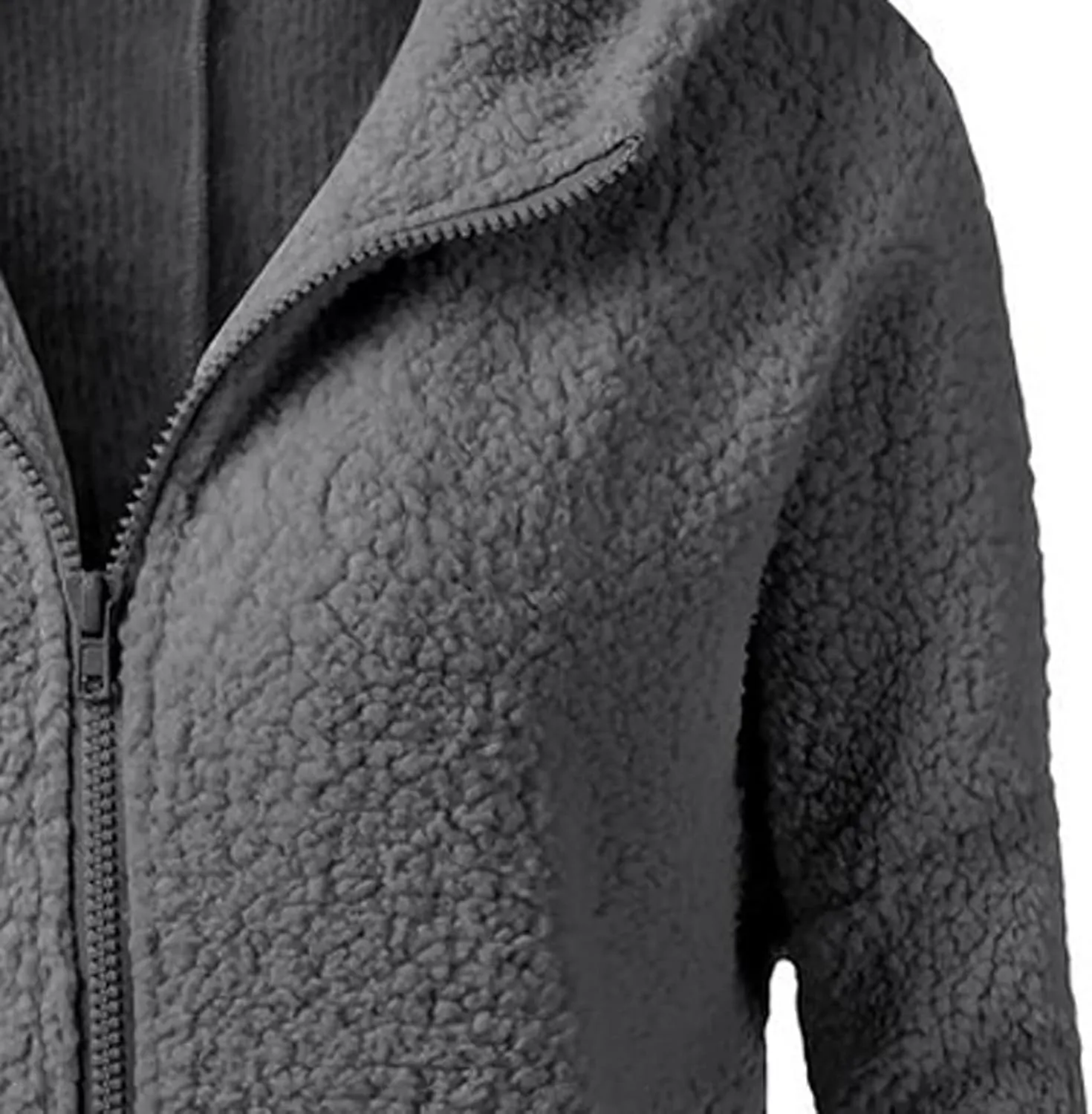 Winter Clothes for Women 2023 Fuzzy Fleece Long Sleeve Zip Up Solid Sherpa Coat Hooded Jacket Wool Warm Outerwear with Pocket
