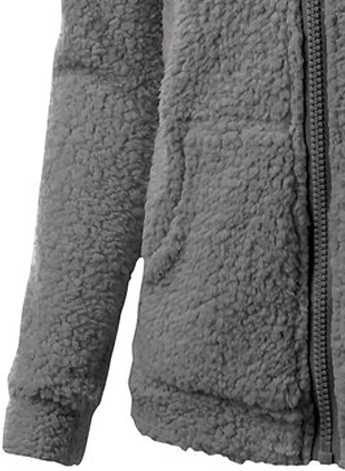 Winter Clothes for Women 2023 Fuzzy Fleece Long Sleeve Zip Up Solid Sherpa Coat Hooded Jacket Wool Warm Outerwear with Pocket