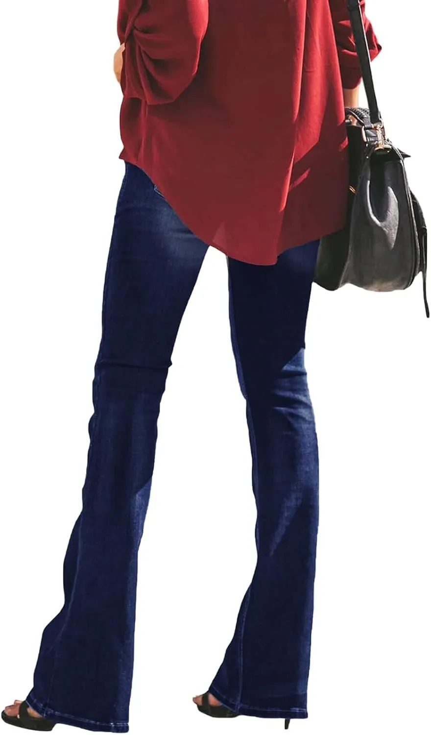 Women High-Waisted Skinny Stretch Flare Jeans Bootcut Bell Bottom Jeans Stretch Slimming Bell Bottoms Jeans Leggings