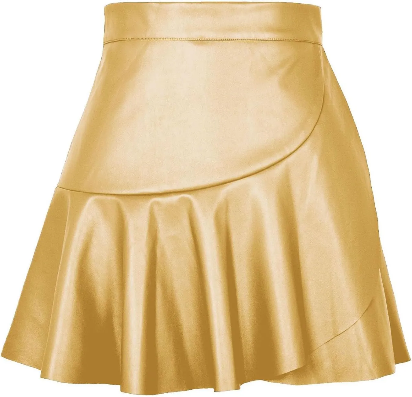 Women's Faux Leather Mini Skirt Classic high Waisted Skirt Pleated Skirt PU Leather Skirt