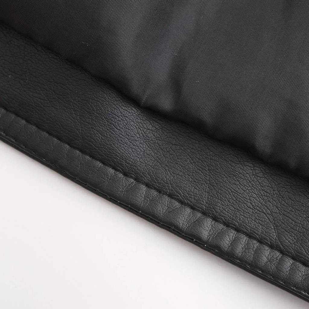 Womens Leather Jackets Biker Jacket Zip Outer Jacket Lapel Short Jacket Wool Winter Top Soft Casual Vegan Leather
