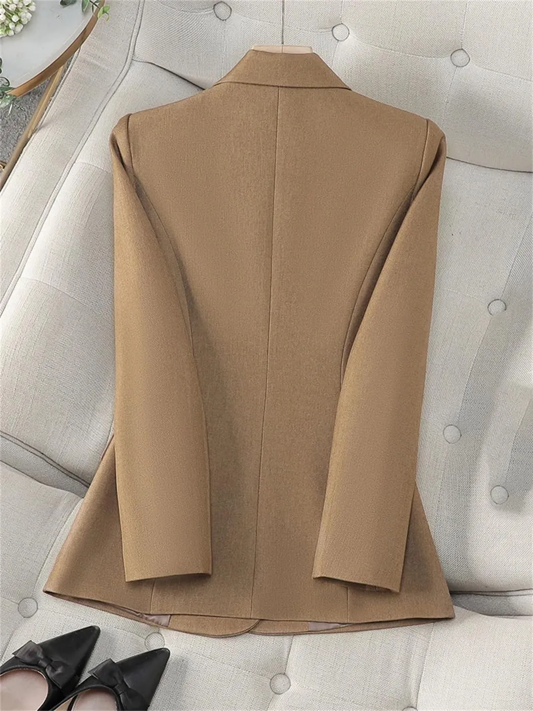 Women's Office Wrap Blazer Soft Mix Double Breasted Casual Business Blazer