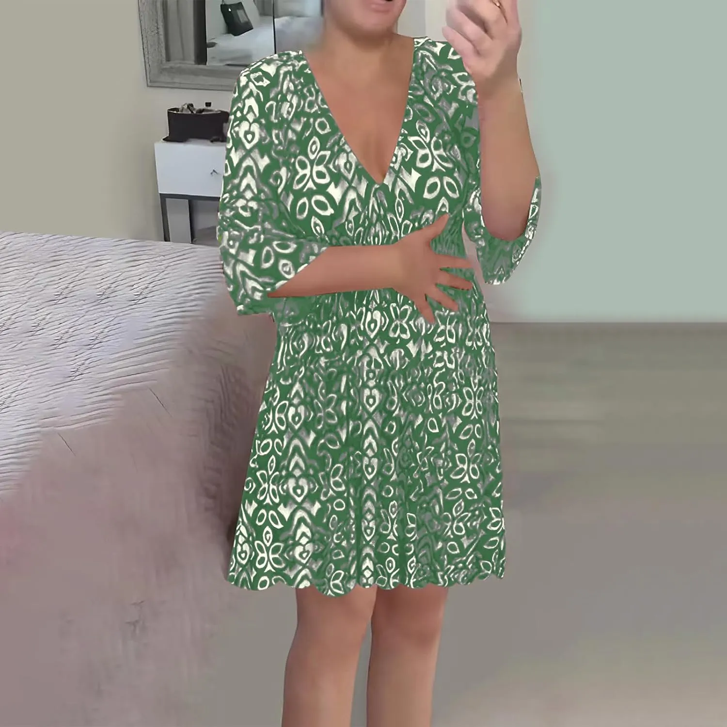 Womens Oversized Warp V-Neck Dresses Summer Resort Dress Vacation Beach Loose Dress Casual Boho Dress