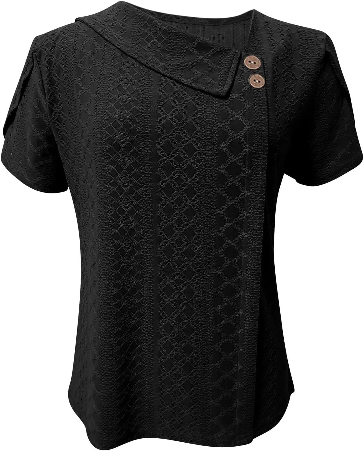 Womens T Shirts Casual Slanted Button Hollow Puff Sleeve Tunic Tops Summer Breathable Travel Vacation Streetwear 2025