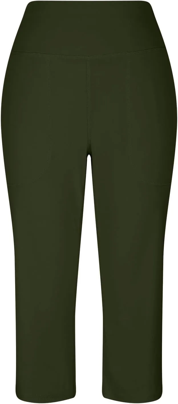 Women's Yoga Pants Casual Wide Leg Capri Pants High Waisted Tummy Control Pant Comfy Athletic Exercise Workout Trousers
